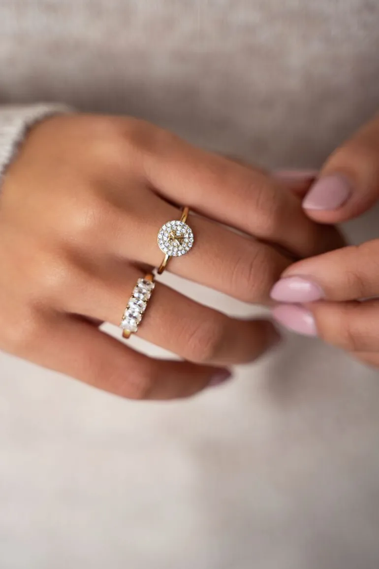 Bague à Initiale Avec Strass
