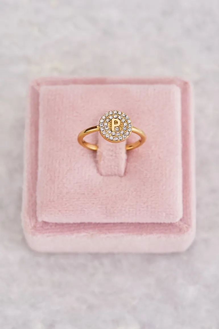 Bague à Initiale Avec Strass