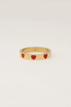 Bague Avec Cœurs Rouges
