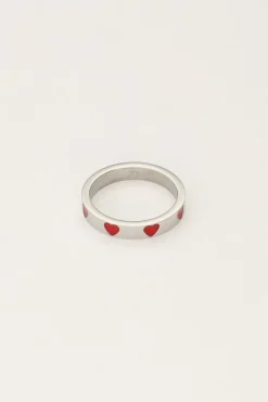 Bague Avec Cœurs Rouges
