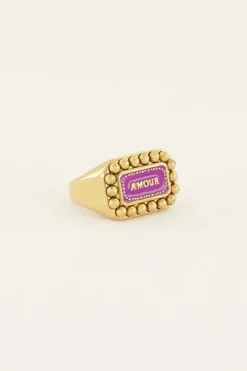 Bague Bold Spirit Avec Charm « Amour » Rose