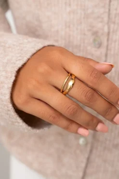 Bague Double Bold à La Forme Organique