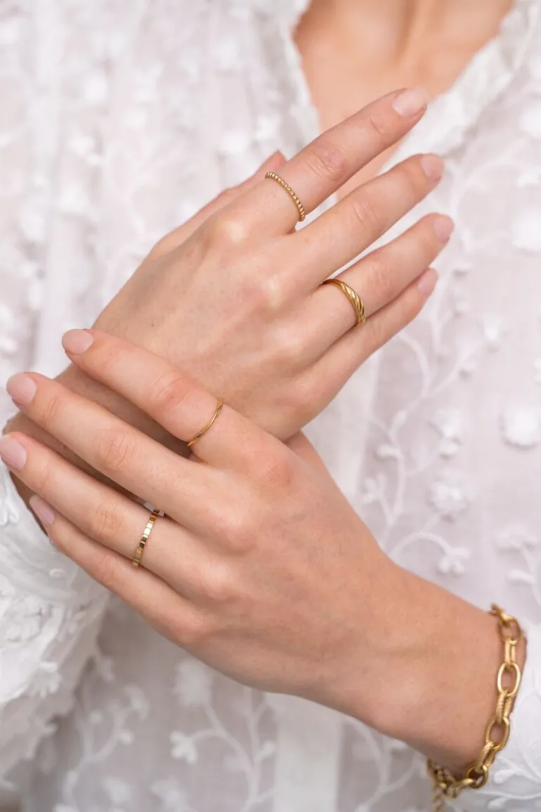 Bague Minimaliste à Carreaux