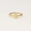 Bague Minimaliste Avec Fleur Et Pierre