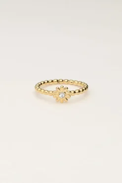 Bague Minimaliste Avec Fleur Et Pierre