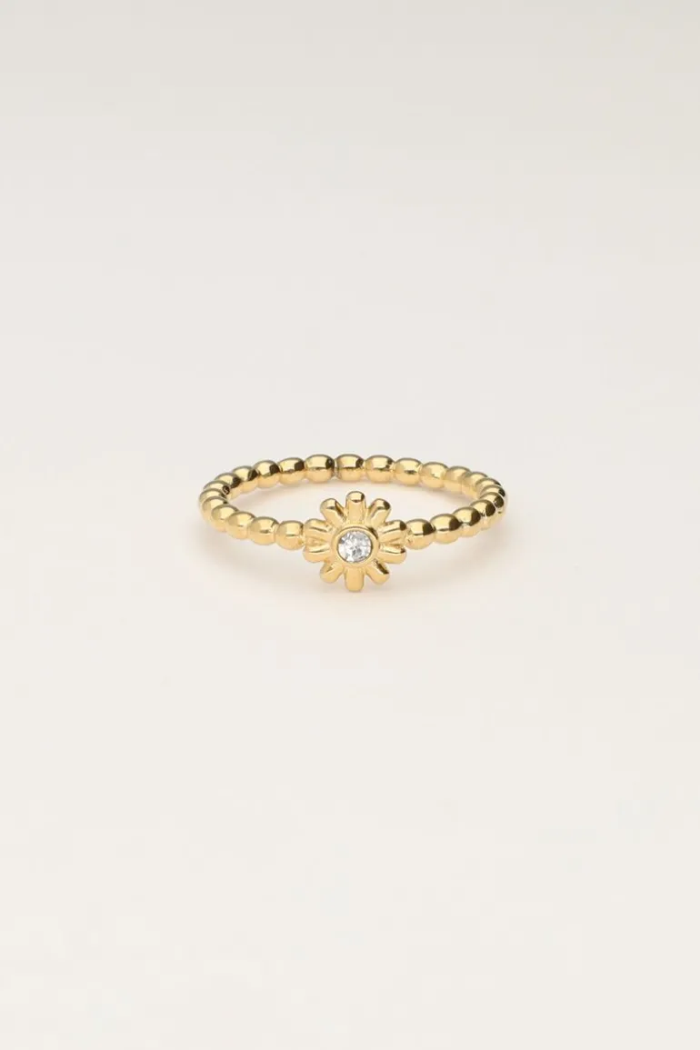 Bague Minimaliste Avec Fleur Et Pierre