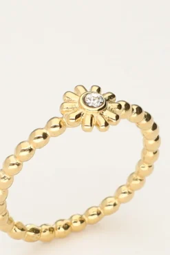 Bague Minimaliste Avec Fleur Et Pierre