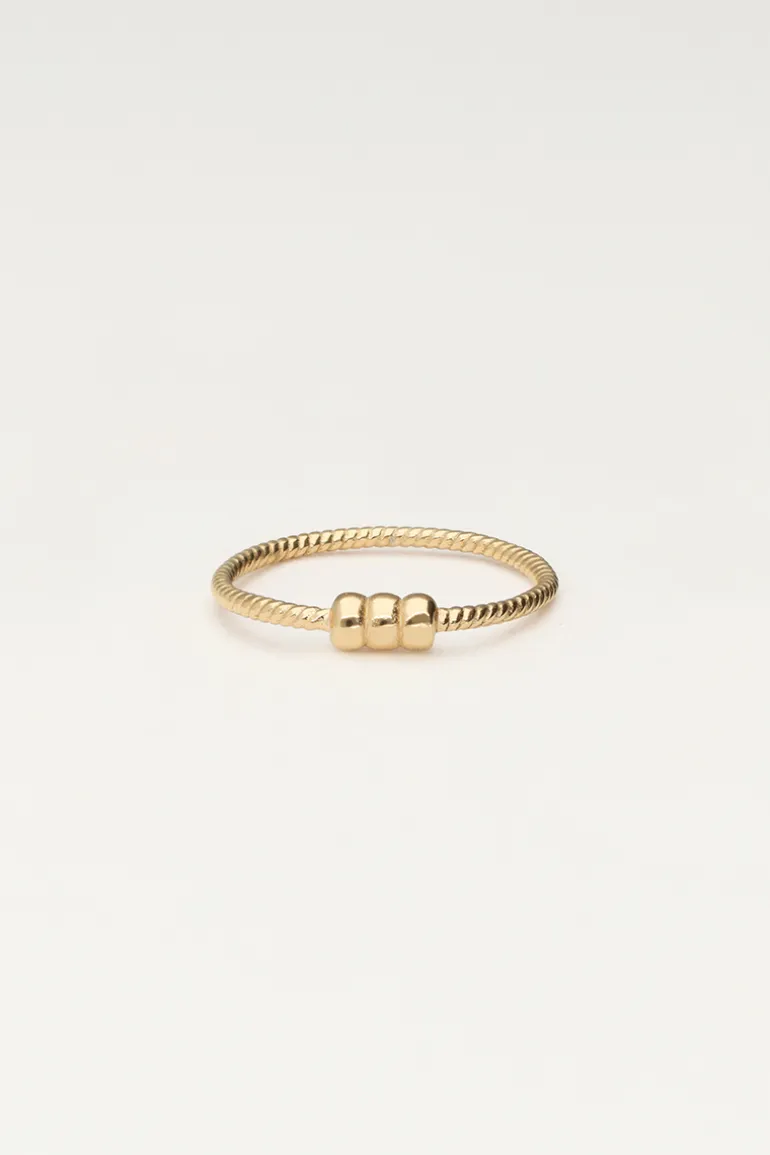 Bague Minimaliste Structurée Avec Trois Billes
