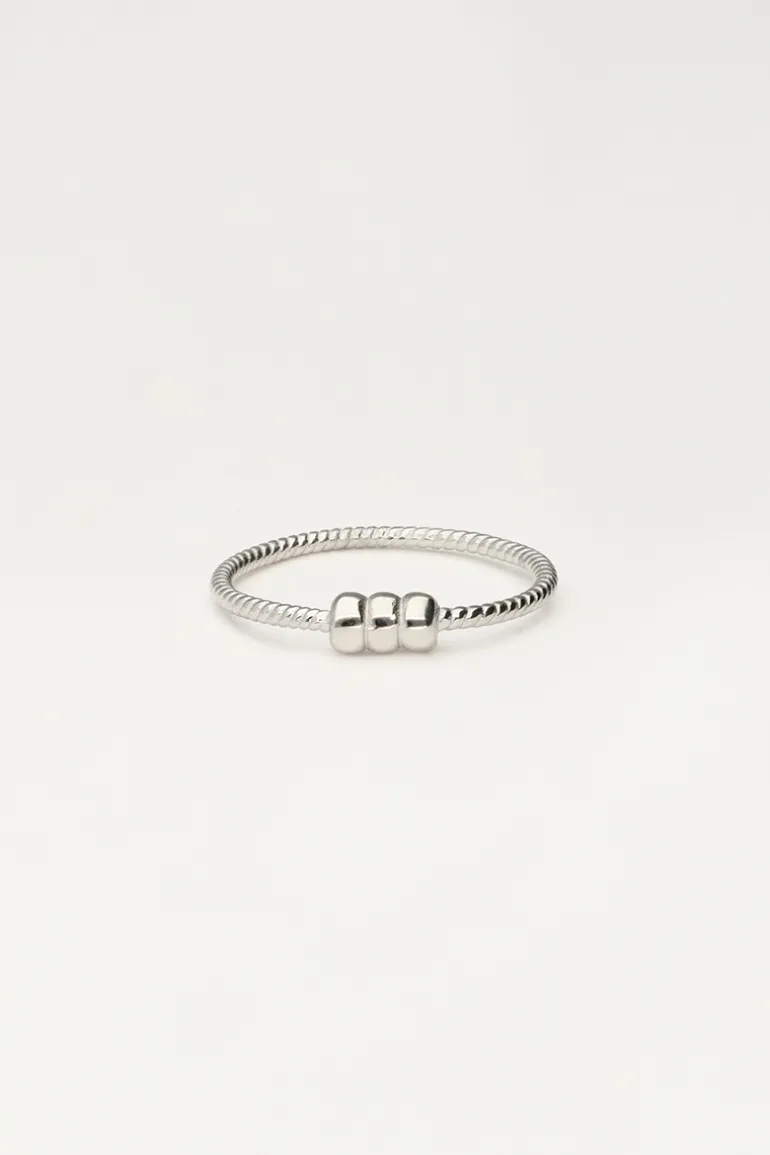 Bague Minimaliste Structurée Avec Trois Billes