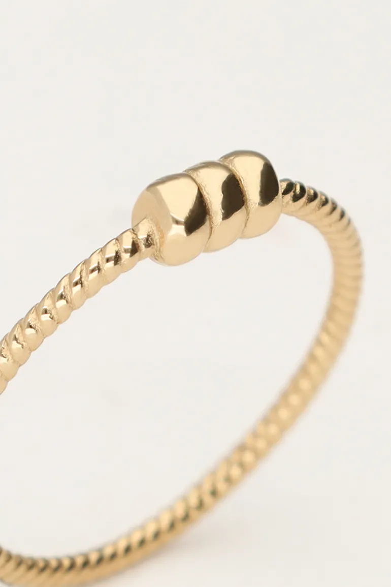 Bague Minimaliste Structurée Avec Trois Billes