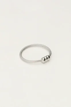 Bague Minimaliste Structurée Avec Trois Billes