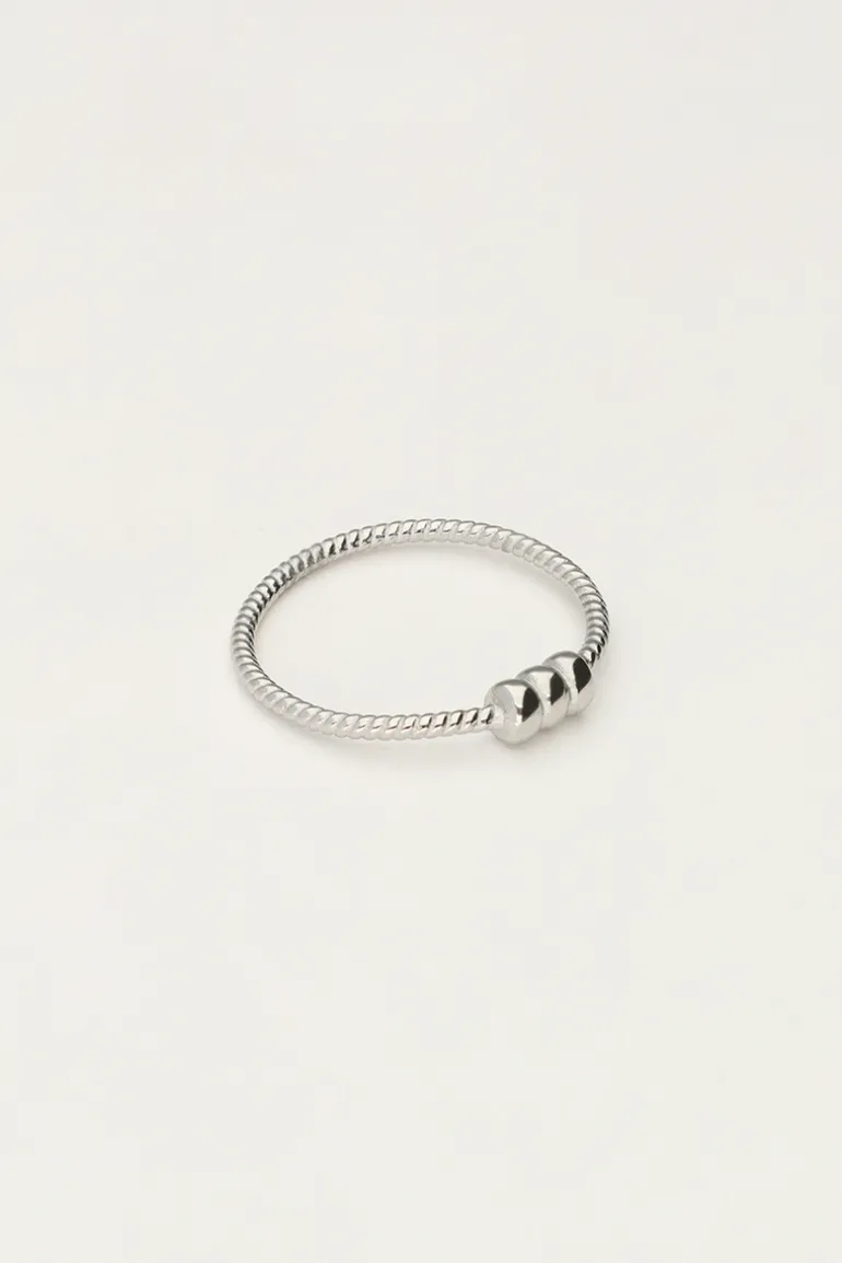 Bague Minimaliste Structurée Avec Trois Billes