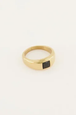 Bague MOOD Avec Pierre Noire Carrée