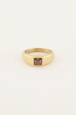 Bague MOOD Avec Pierre Rose Carrée