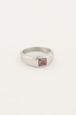 Bague MOOD Avec Pierre Rose Carrée