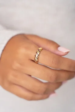 Bague MOOD Avec Pierres Fines Roses