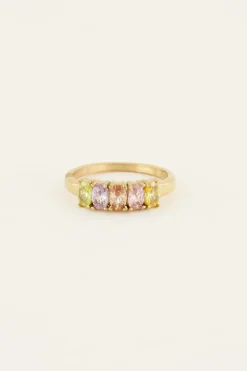 Bague Tendance Cocktail Avec Pierres Multicolores