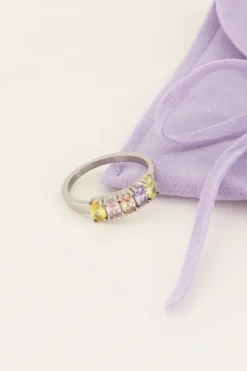 Bague Tendance Cocktail Avec Pierres Multicolores