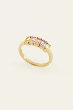 Bague Tendance Cocktail Avec Pierres Multicolores