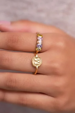 Bague Tendance Cocktail Avec Pierres Multicolores