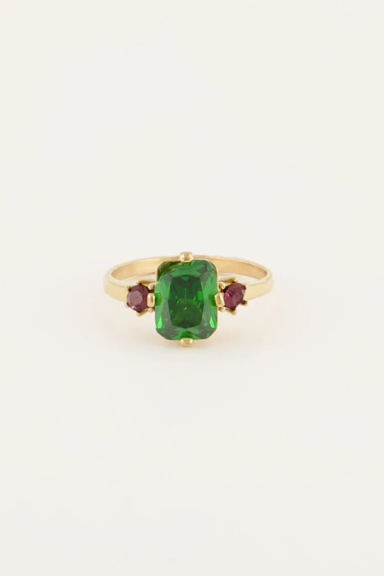 Bague Tendance Vintage à Cristal Vert
