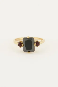 Bague Tendance Vintage à Cristal Noir