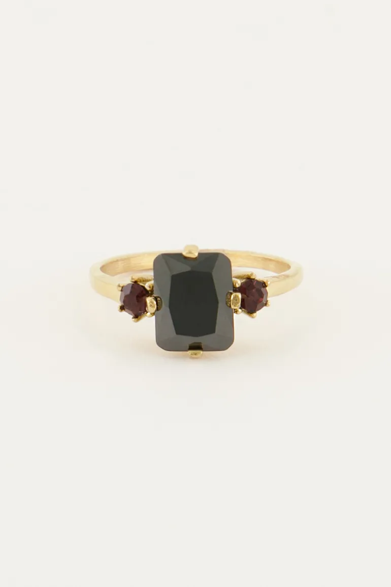 Bague Tendance Vintage à Cristal Noir