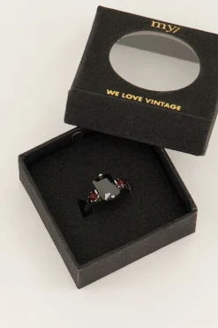 Bague Tendance Vintage à Cristal Noir