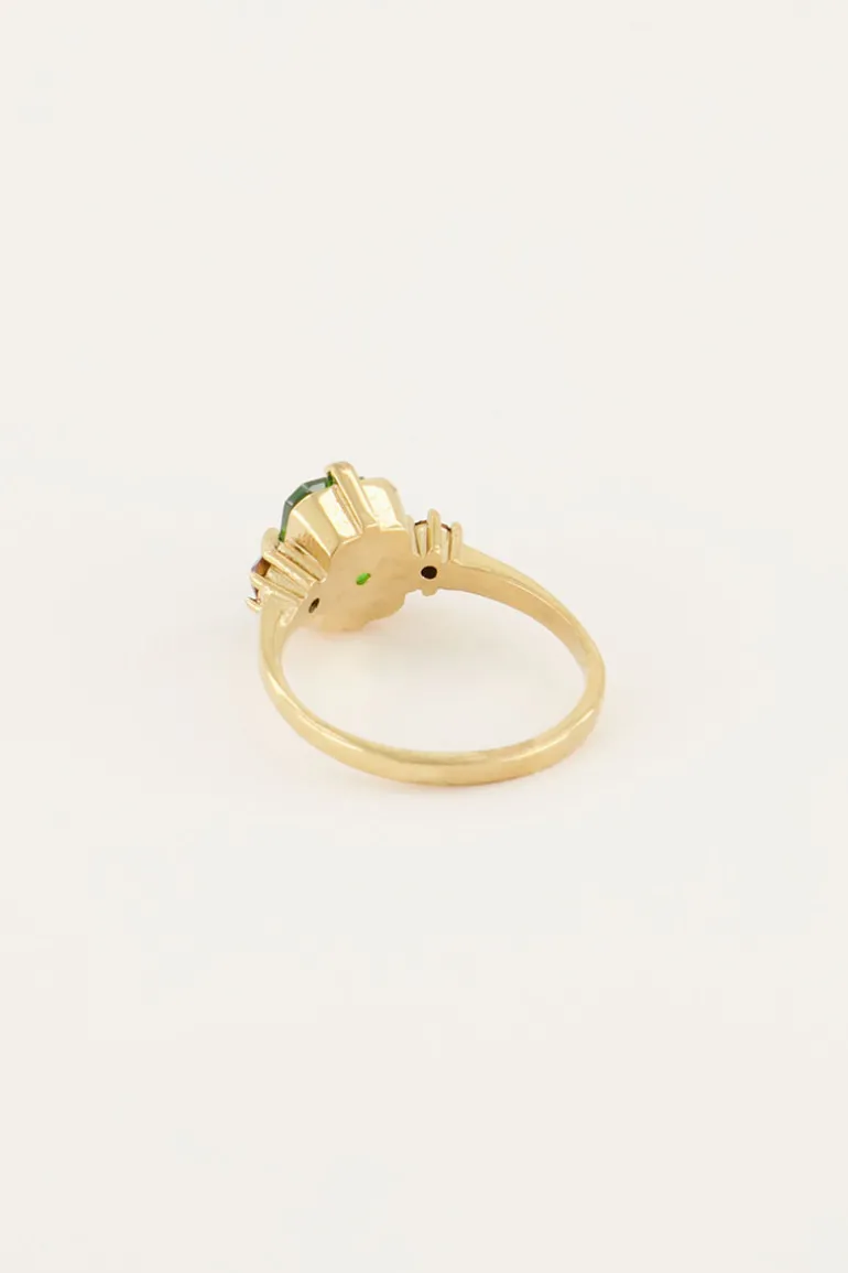 Bague Tendance Vintage à Cristal Vert