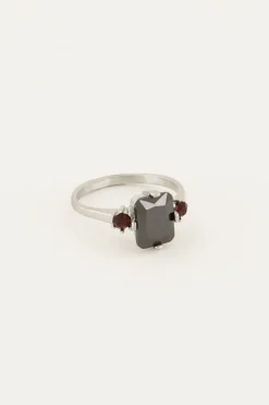 Bague Tendance Vintage à Cristal Noir