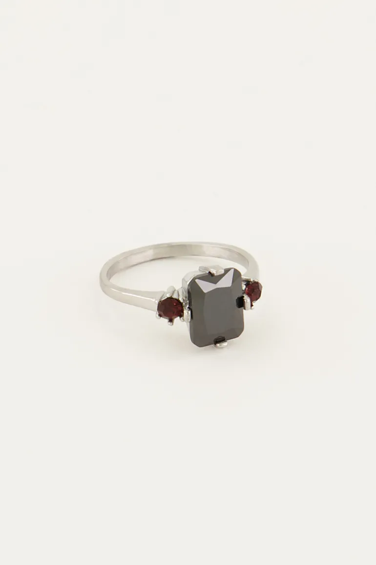 Bague Tendance Vintage à Cristal Noir