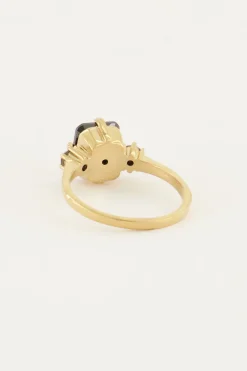 Bague Tendance Vintage à Cristal Noir