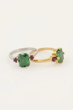 Bague Tendance Vintage à Cristal Vert