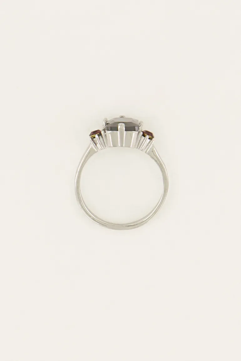 Bague Tendance Vintage à Cristal Noir