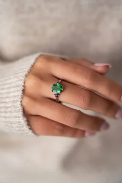 Bague Tendance Vintage à Cristal Vert