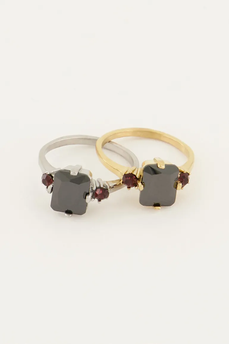 Bague Tendance Vintage à Cristal Noir
