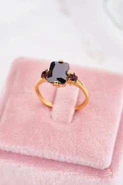 Bague Tendance Vintage à Cristal Noir