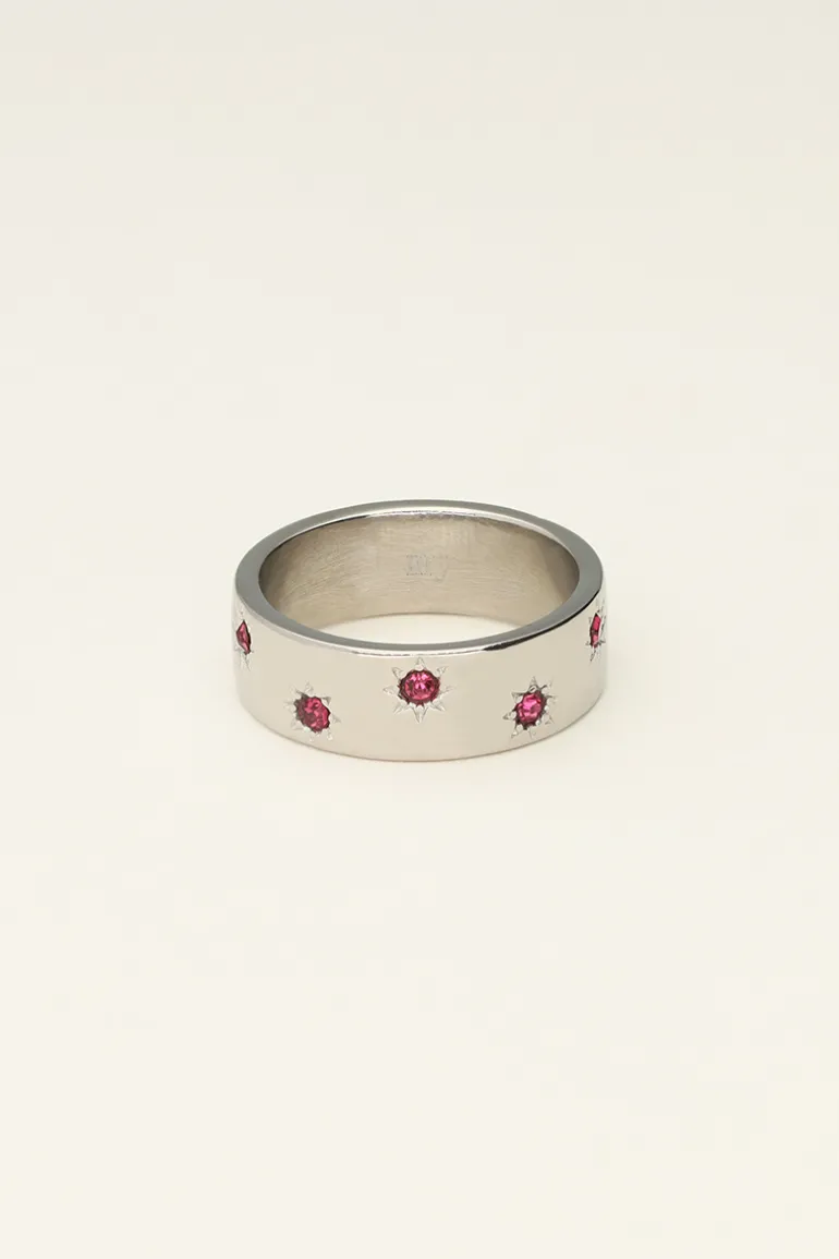 Bague étoiles & Pierres Roses Mystic