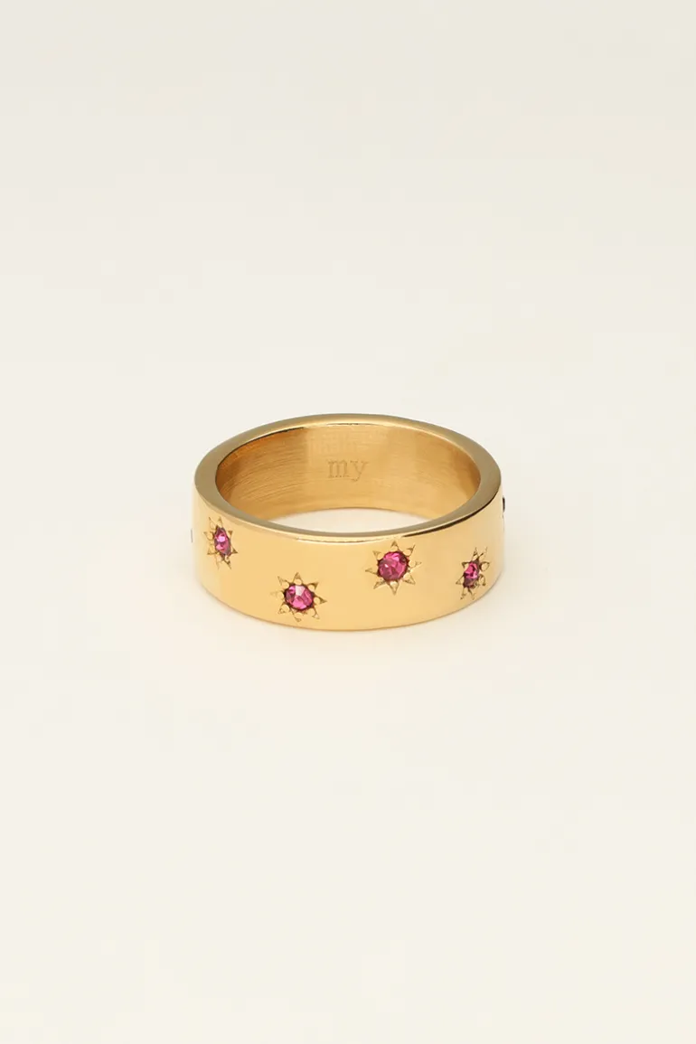 Bague étoiles & Pierres Roses Mystic