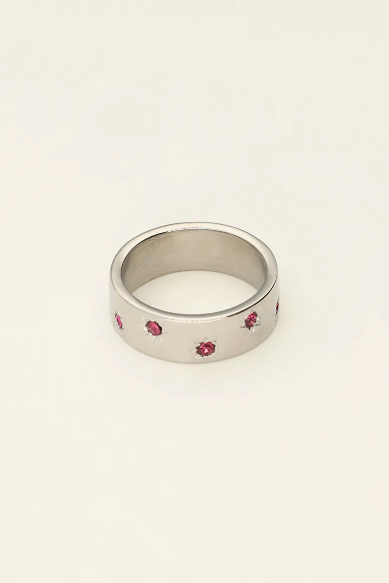 Bague étoiles & Pierres Roses Mystic