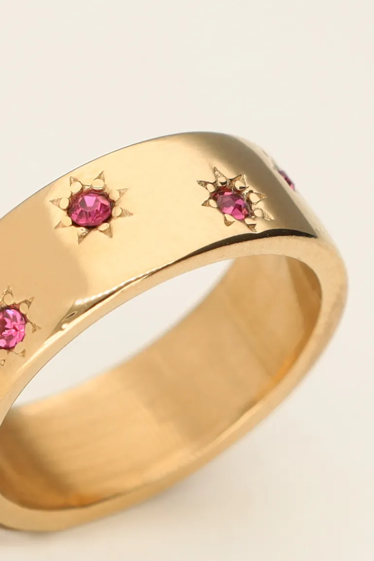 Bague étoiles & Pierres Roses Mystic