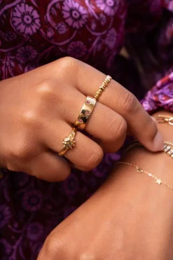 Bague étoiles & Pierres Roses Mystic
