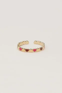 Bague Vintage Avec Cœurs Roses Et Rouges