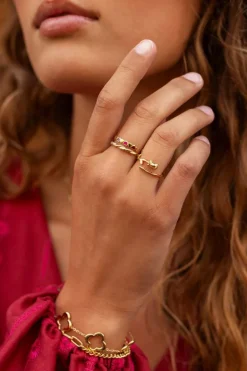 Bague Vintage Avec Cœurs Roses Et Rouges