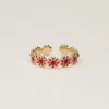 Bague Vintage Avec Fleurs Roses Et Rouges