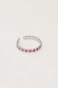Bague Vintage Avec Mini Fleur Rose Et Rouge