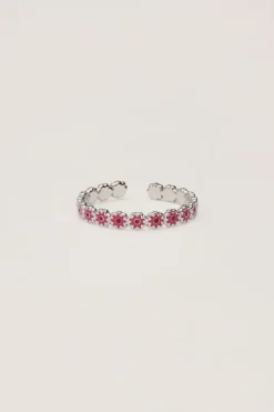 Bague Vintage Avec Mini Fleur Rose Et Rouge