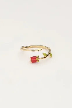 Bague Vintage Avec Rose Colorée