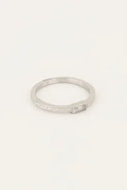 Bague Vintage Rectangle Structurée Et Transparente