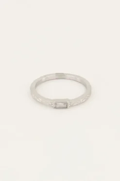 Bague Vintage Rectangle Structurée Et Transparente